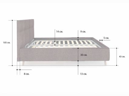 Кровать Сонум Bella Кашемир Синий 180х190
