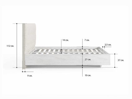 Кровать Сонум Vena Ясень Ориноко + Кашемир Латте (с подъемным механизмом) 120х200